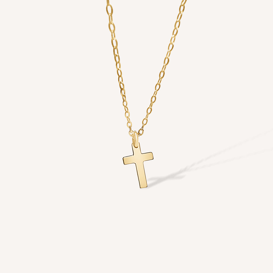 Flat Gold Cross & Necklace