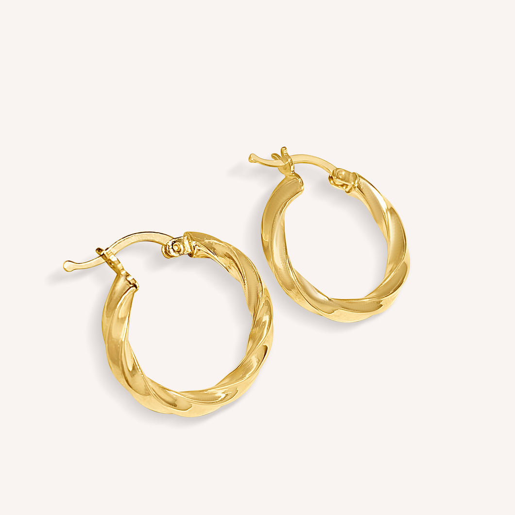 Twisted Gold Hoop Earrings